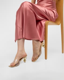 Gigi Metallic Sphere-Heel Vinyl Sandals