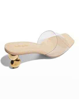 Gigi Metallic Sphere-Heel Vinyl Sandals