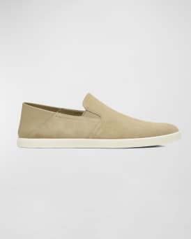 Vince Men s Sanders Suede Leather Slip On Sneakers Natural