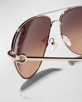 Men's Gradient Metal Aviator Sunglasses