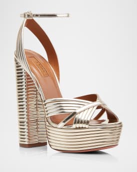 Sundance 140mm Metallic Platform Sandals, Gold