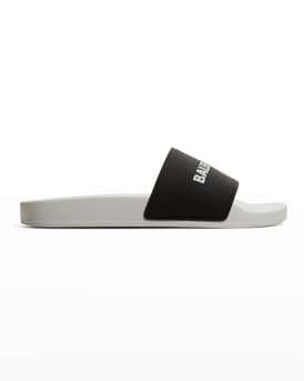 Balenciaga Bicolor Logo Pool Sandals Neiman Marcus