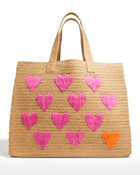 BTB Los Angeles Embroidered Heart Beach Tote Bag