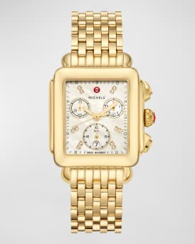 Deco Gold-Tone Diamond Dial Watch