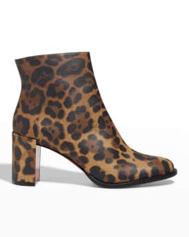 Christian Louboutin Adoxa Leopard Print Red Sole Booties Neiman