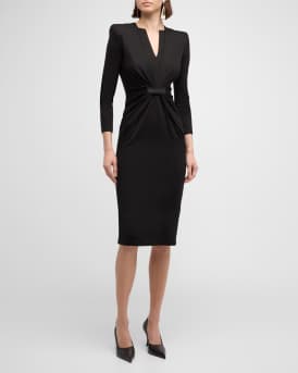 Draped Milano Stitch Midi Dress