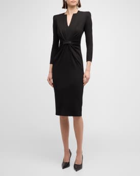 Draped Milano Stitch Midi Dress