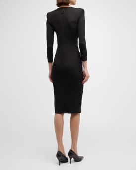 Draped Milano Stitch Midi Dress