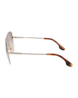 Gradient Metal Navigator Sunglasses w/ Chevron-Trim