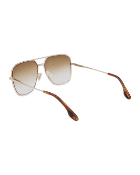Gradient Metal Navigator Sunglasses w/ Chevron-Trim