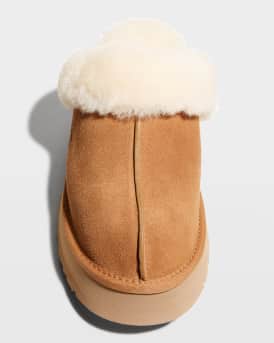 Disquette Suede & Shearling Platform Slippers
