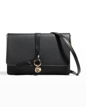 Alphabet Pebbled Leather Chain Clutch Bag