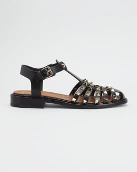 Valentino Garavani Rockstud Calfskin Fisherman Sandals Neiman Marcus