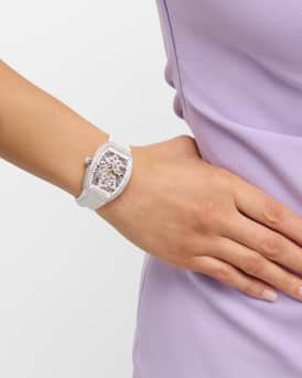 Butterfly Diamond Skeleton Watch White Strap