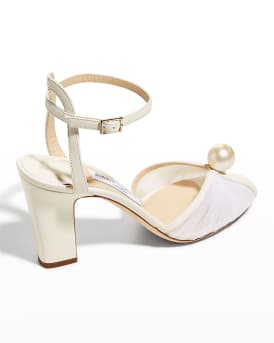 Sacaria Tulle Pearly Ankle-Strap Sandals