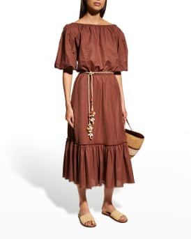 Tory Burch Belted Midi Beach Dress Neiman Marcus