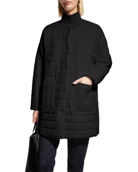 Eileen fisher quilted hooded cheap coat