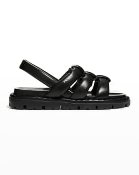 Puffy Lambskin Slingback Sport Sandals