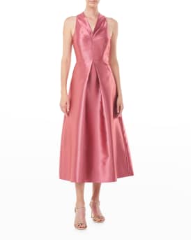 Kay Unger New York Elliott Pleated A-Line Dress | Neiman Marcus