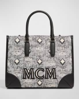 MCM Logo Jacquard Top Handle Tote Bag