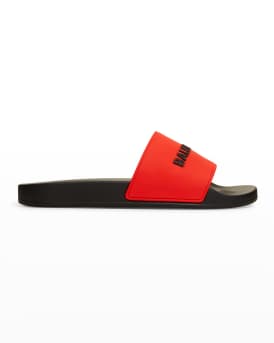 Balenciaga Men s Logo Rubber Pool Slide Sandals Neiman Marcus