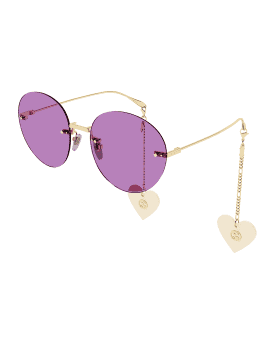 Gucci Rimless Round Metal Plastic Sunglasses w Charms Neiman Marcus