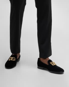 Men's Logo Velvet Dress Loafers
