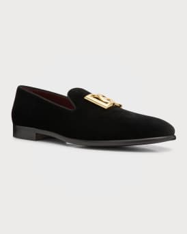 Men's Logo Velvet Dress Loafers