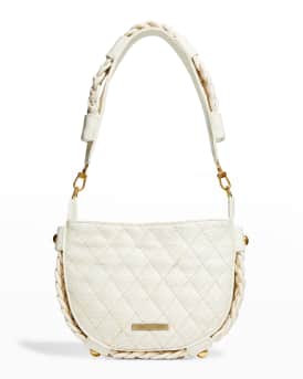 Kooreloo Mini Moon Quilted Straw Shoulder Bag Neiman Marcus