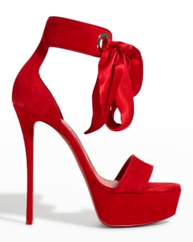 Christian Louboutin Red Sole Ribbon Ankle-Wrap Stiletto Sandals - Bergdorf  Goodman