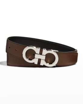 Gancini Embellished Leather Belt in Silver - Ferragamo