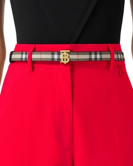 Burberry TB Reversible Vintage Check Leather Belt Neiman Marcus