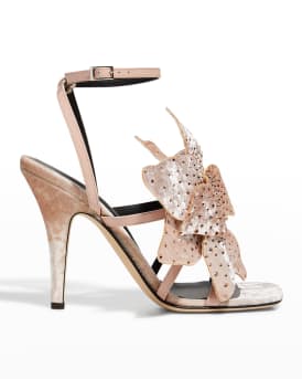 Crystal Flower Ankle Strap Sandals