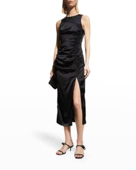 Rohe Women Kim Silk Ruched Midi Dress Neiman Marcus