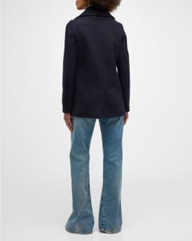 Wool Double-Breasted Button Peacoat