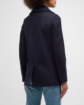 Wool Double-Breasted Button Peacoat