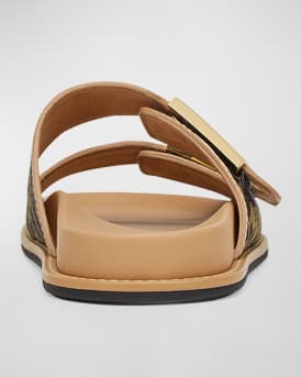 FF Jacquard Dual Buckle Slide Sandals