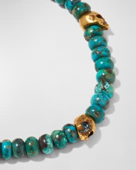 Men's Skull Station Turquoise Beaded Bracelet