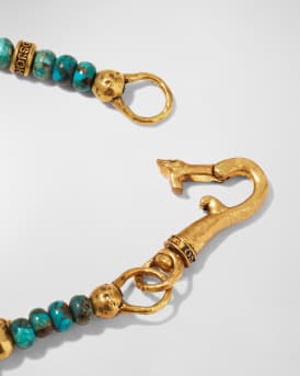 Men's Skull Station Turquoise Beaded Bracelet