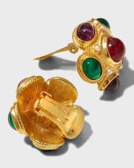 Multi-Stone Gold Clip-On Earrings