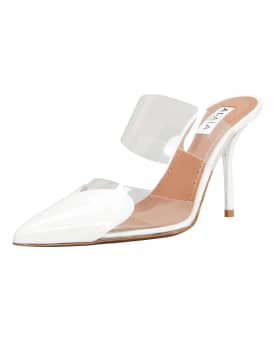 Clear Cap-Toe Mule Pumps