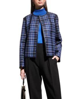 Lafayette 148 New York Highlands Plaid Open Front Reversible