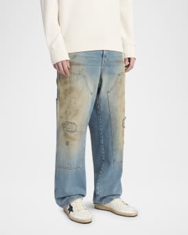 Men's Ball Star Distressed Leather Low-Top Sneakers