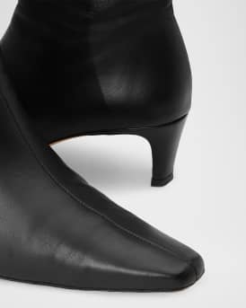 Wally Leather Square-Toe Ankle Booties