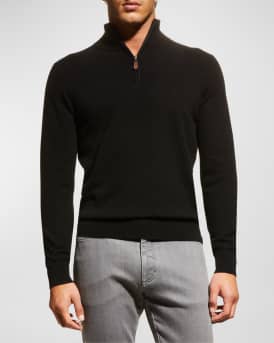 Neiman Marcus Cashmere Collection Men s Cloud Cashmere Quarter Zip Sweater Neiman Marcus