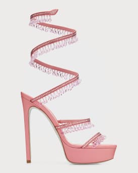 Rene Caovilla Chandelier Beaded Snake Wrap Platform Sandals