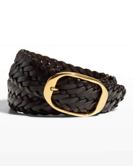 TOM FORD Men s Woven Leather Oval Buckle Belt Neiman Marcus