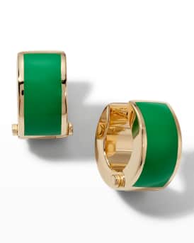 【BOTTEGA VENETA】Enamel Hoop Earrings Green Bottega Veneta Enamel and Gold-Plated Earrings, Green
