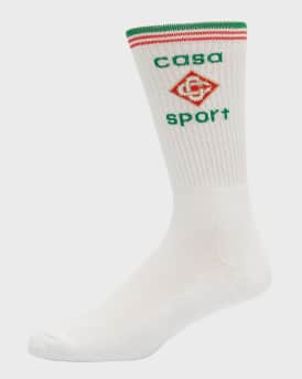 Cotton Intarsia Stripe Athletic Mid Calf Socks