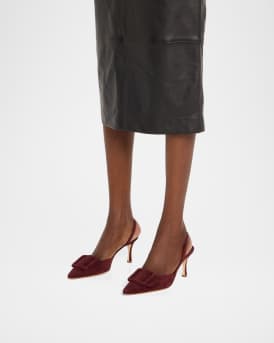 Maysli Suede Buckle Halter Pumps